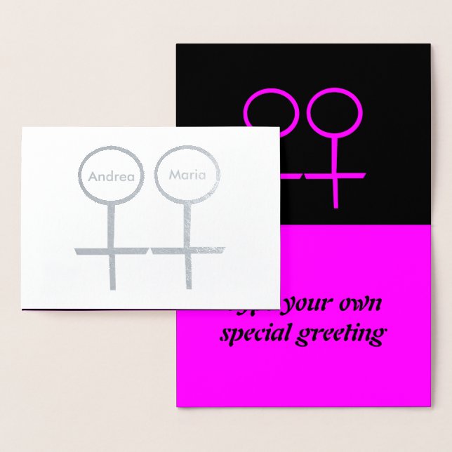 Lesbian Lovers Personalised Foil Card (Display)