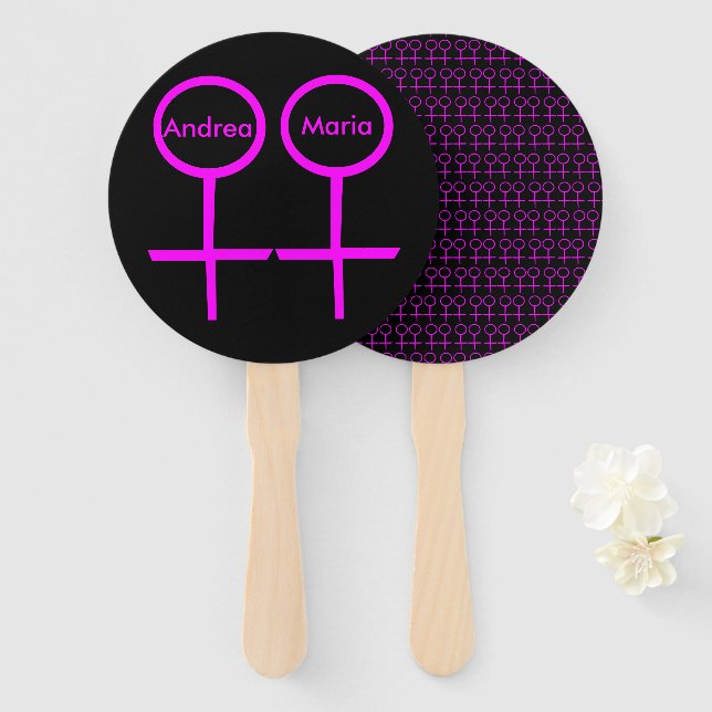 Lesbian Lovers Personalised Hand Fan (Front and Back)