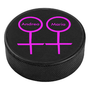 Lesbian Lovers Personalised Hockey Puck
