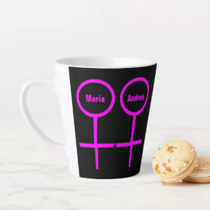 Lesbian Lovers Personalised Latte Mug