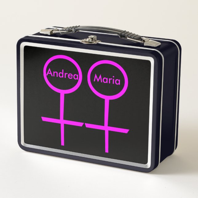 Lesbian Lovers Personalised Metal Lunch Box (Front)