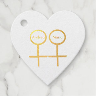 Lesbian Lovers Personalised Wedding Foil Favour Tags