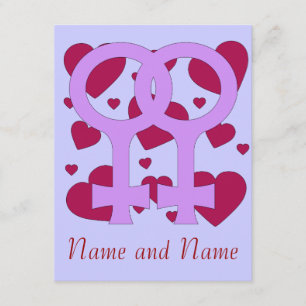 Lesbian Marriage Hearts Invitation