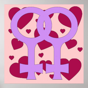 Lesbian Marriage Hearts Poster