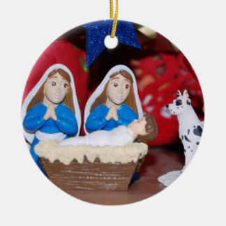 Lesbian Nativity: Love Makes a Holy Family Ceramic Tree Decoration
