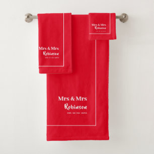 Lesbian Newlyweds Mrs & Mrs Personalised Large Bat Bath Towel Set