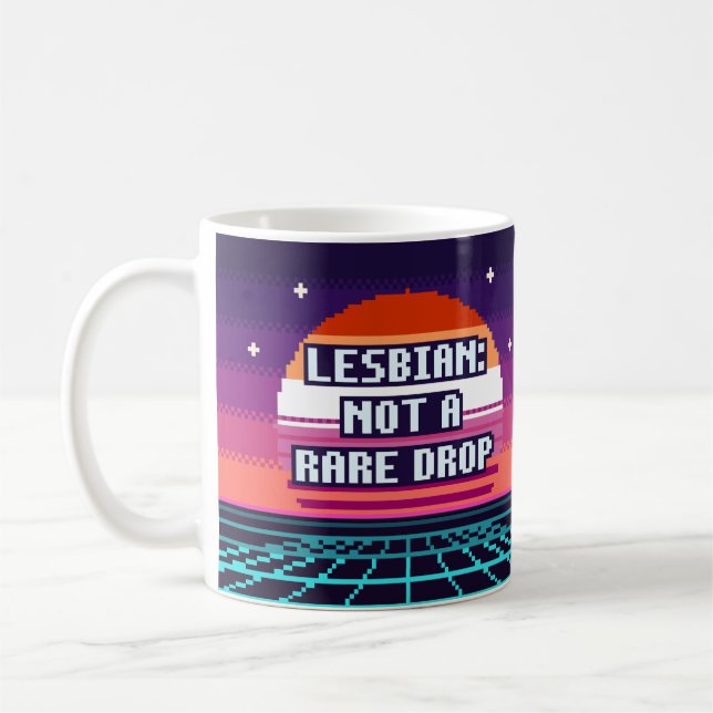 Lesbian: Not A Rare Drop Pride Pixel Mug (Left)