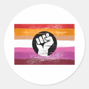 Lesbian Painted Protest Flag Classic Round Sticker