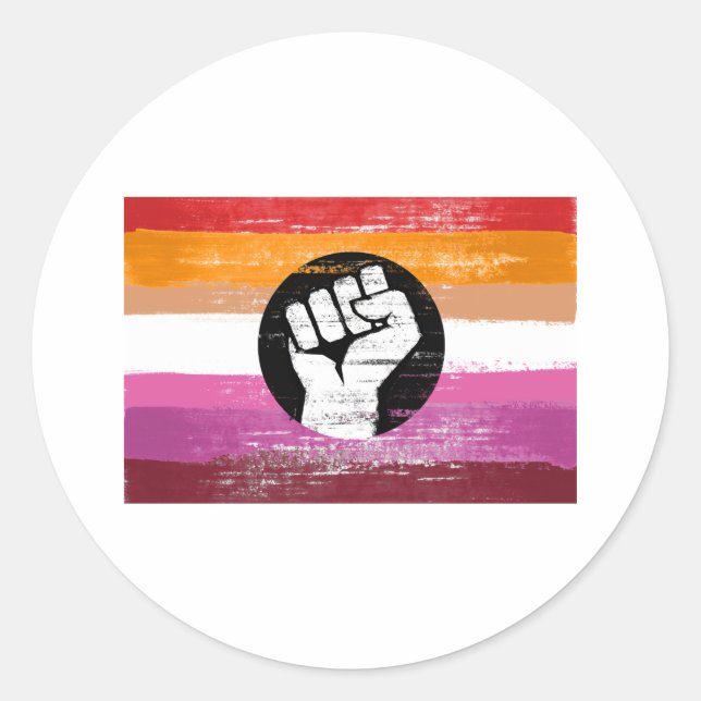 Lesbian Painted Protest Flag Classic Round Sticker (Front)