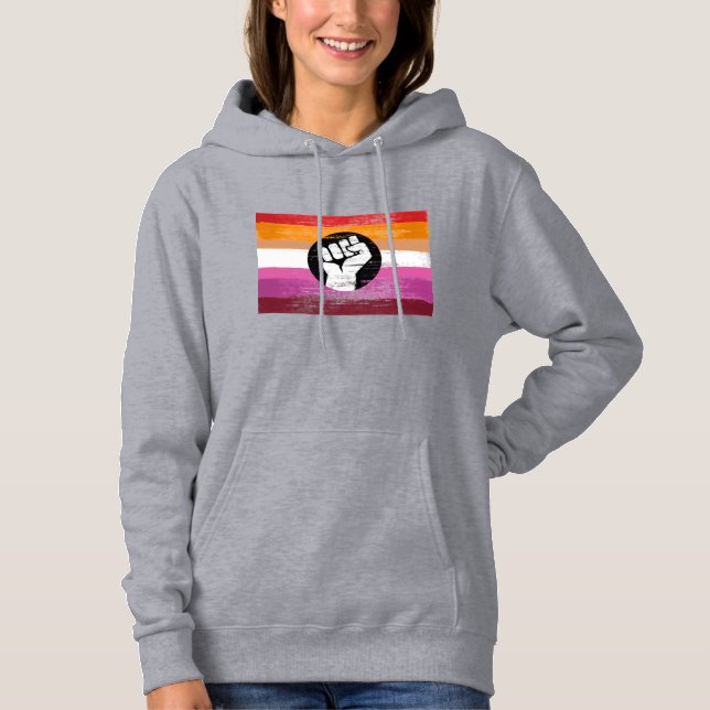 Lesbian Painted Protest Flag Hoodie (Front)