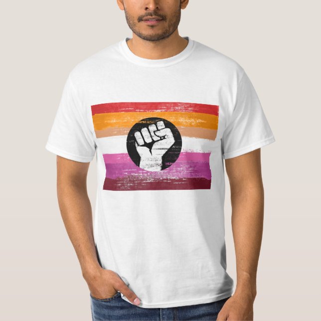 Lesbian Painted Protest Flag T-Shirt (Front)