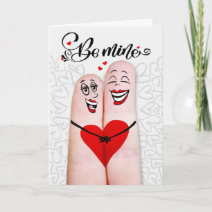 Lesbian Partner Be Mine Valentine Finger Couple Holiday Card