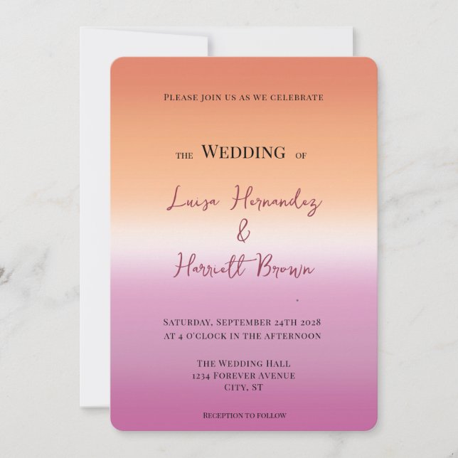 Lesbian Photo Wedding  Invitation (Front)