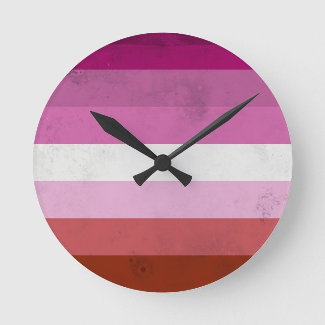 Lesbian Pink Flag Round Clock (Front)