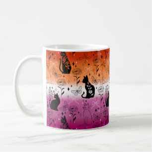 Lesbian Pride Black Cat - Mystical Witchy Coffee Mug