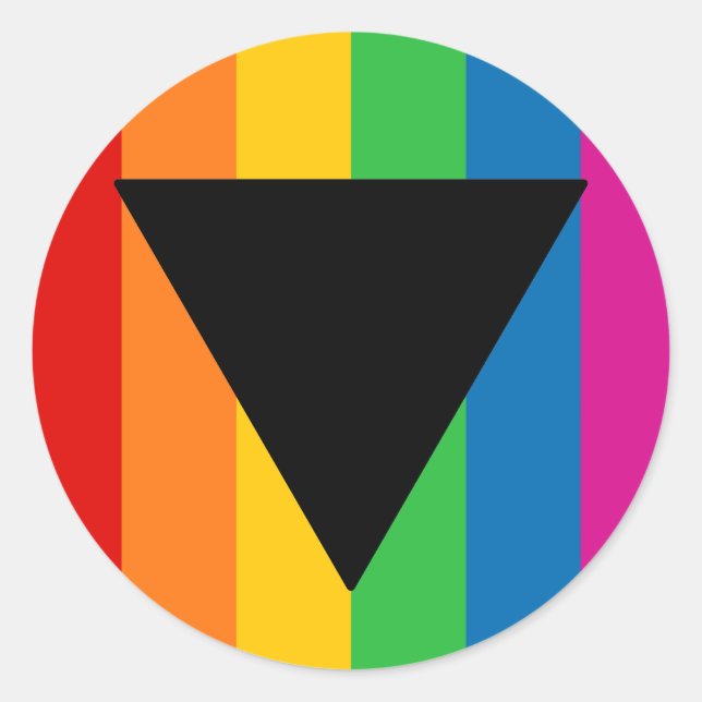 Lesbian Pride Black Triangle Classic Round Sticker (Front)