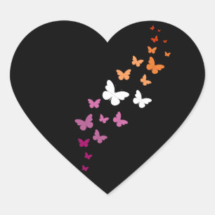 Lesbian Pride Butterfly Trail Heart Sticker