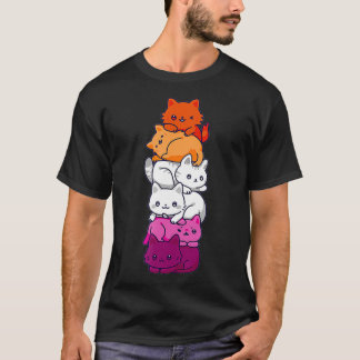 Lesbian Pride Cat LGBT Gay Flag Cute  and boys  T-Shirt