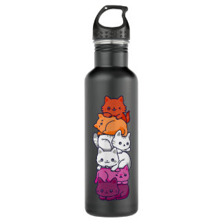 Lesbian Pride Cat LGBT Gay Flag Cute Hers and Hers 710 Ml Water Bottle