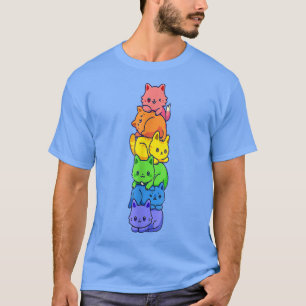 Lesbian Pride Cat LGBT Gay Flag Cute Hers and Hers T-Shirt