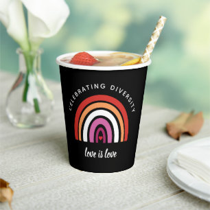 Lesbian Pride Celebrating Diversity Love Is Love Paper Cups