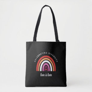 Lesbian Pride Celebrating Diversity Love Is Love Tote Bag