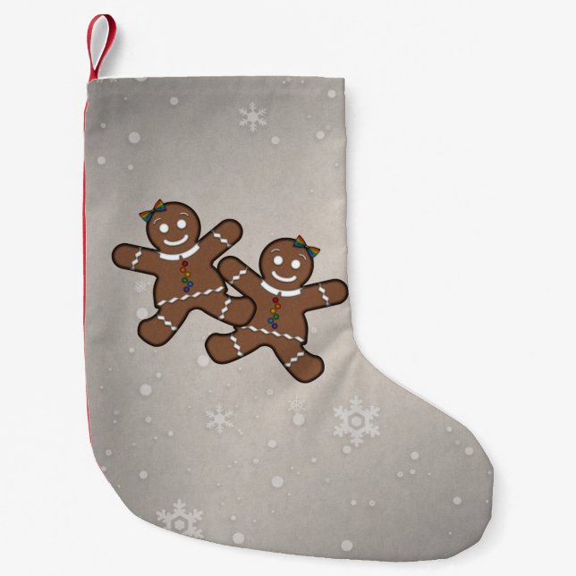 Lesbian Pride Christmas Gingerbread Women Couple Small Christmas Stocking (Front)