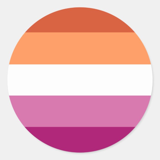 Lesbian Pride Circle Sticker (Orange/Pink) (Front)