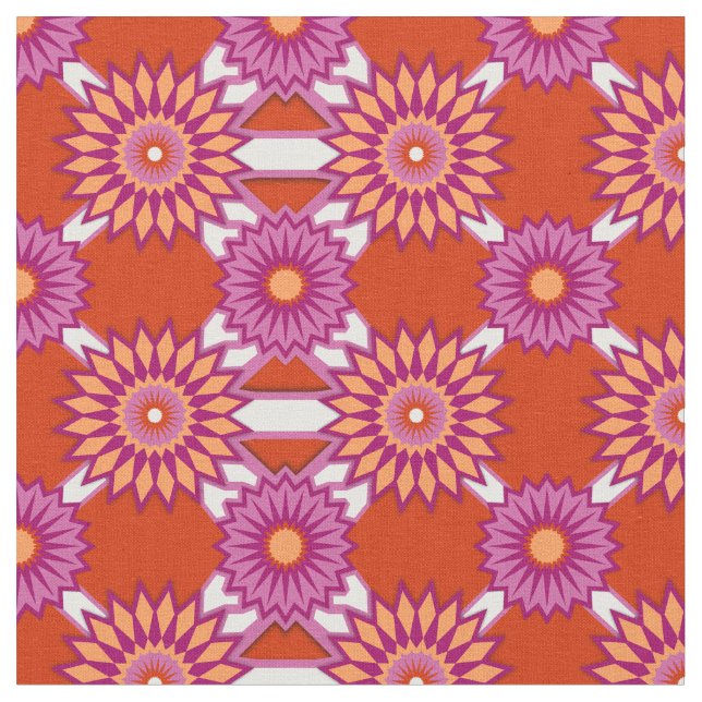Lesbian pride colours /orange floral pattern fabric (Close Up)