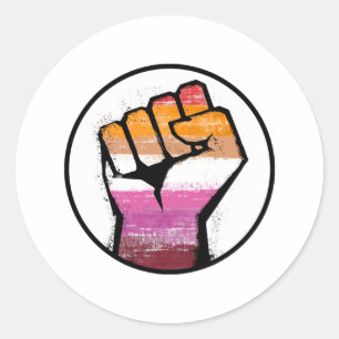 Lesbian Pride Fist Circle Classic Round Sticker