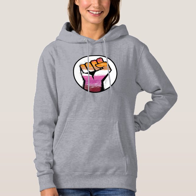 Lesbian Pride Fist Circle Hoodie (Front)