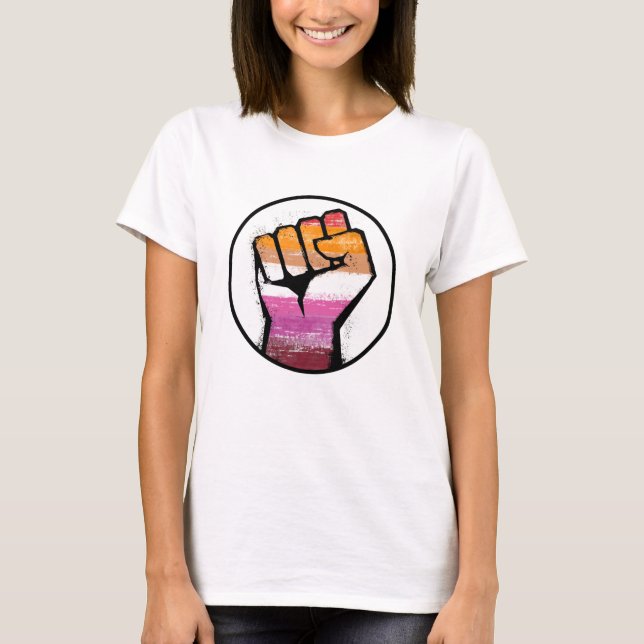 Lesbian Pride Fist Circle T-Shirt (Front)