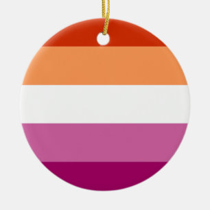 Lesbian Pride Flag (5 Stripes) Ceramic Tree Decoration