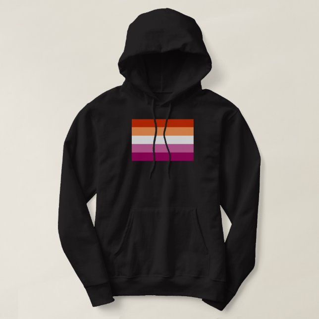 Lesbian Pride Flag (5 Stripes) Hoodie (Design Front)