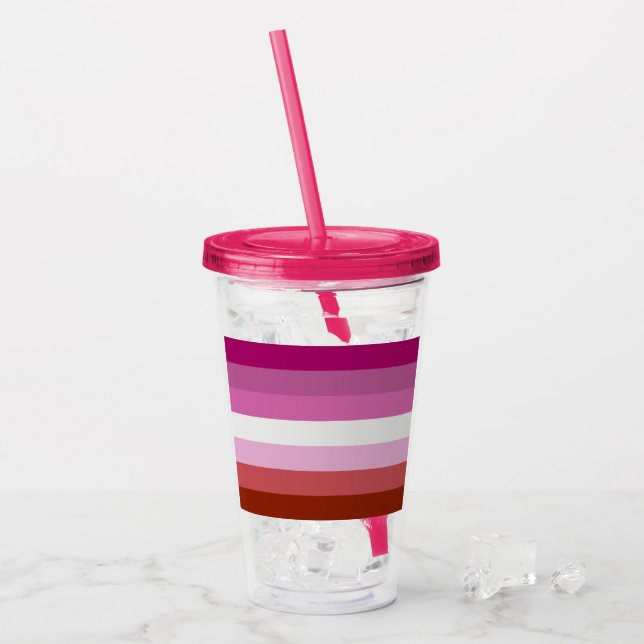 Lesbian Pride Flag Acrylic Tumbler (Front Ice)
