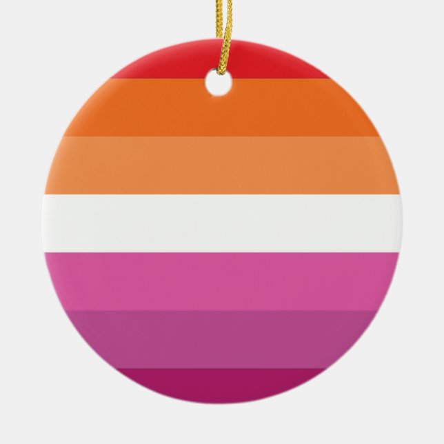 Lesbian Pride Flag Ceramic Tree Decoration (Front)