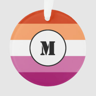 Lesbian pride flag design with a monogram ornament