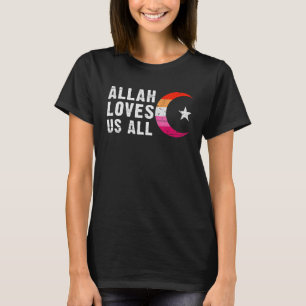 Lesbian Pride Flag Hilal crescent moon Islam T-Shirt