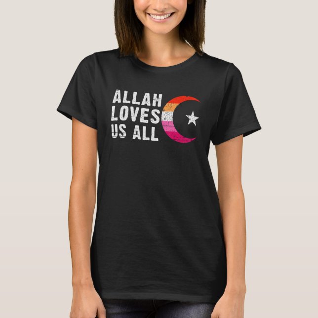 Lesbian Pride Flag  Hilal  crescent moon  Islam T-Shirt (Front)
