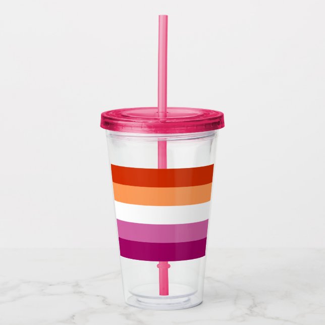 Lesbian Pride Flag LGBTQ Acrylic Tumbler (Front)