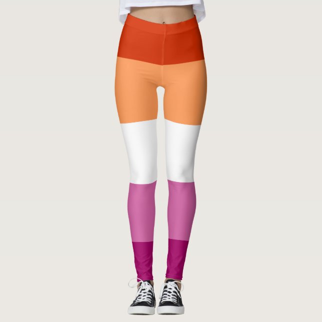 Lesbian Pride Flag LGBTQ Leggings (Front)