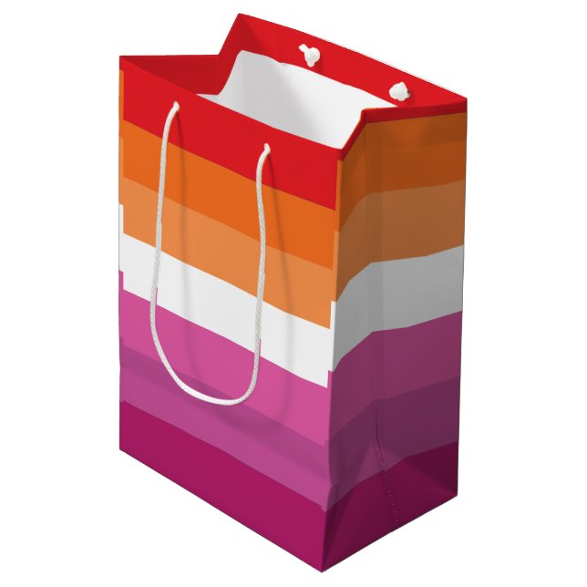 Lesbian Pride Flag Medium Gift Bag (Front Angled)