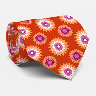 Lesbian pride flag / orange flower pattern tie