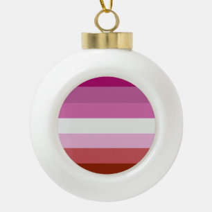 Lesbian Pride Flag (Origin) Ceramic Ball Christmas Ornament