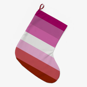 Lesbian Pride Flag (Origin) Large Christmas Stocking