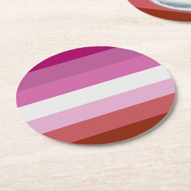 Lesbian Pride Flag (Origin) Round Paper Coaster (Angled)