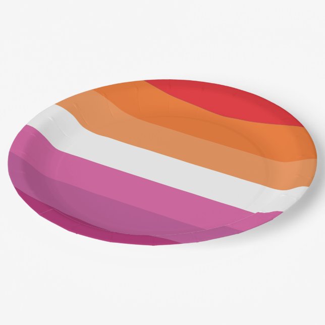 Lesbian Pride Flag Paper Plate (Angled)