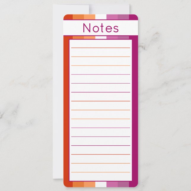 Lesbian Pride Flag Pink Orange Notes Bookmark (Back)