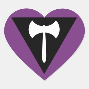 Lesbian Pride Flag  Purple Axe Heart Sticker