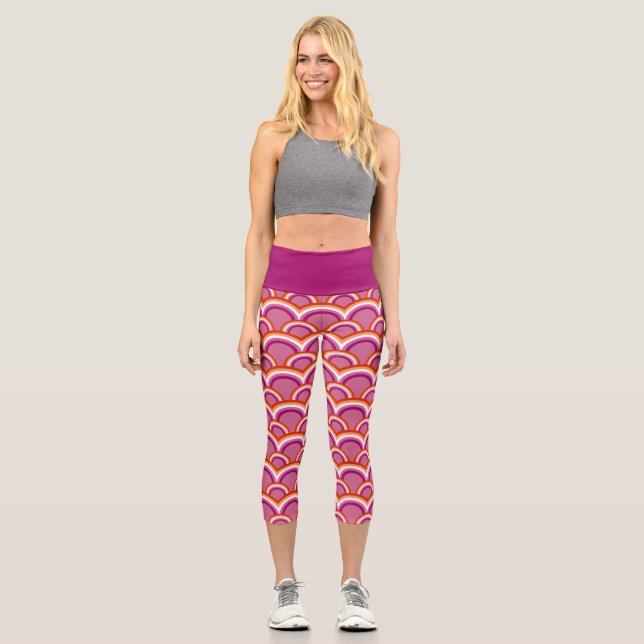 Lesbian pride flag rainbow pattern capri leggings (Front)